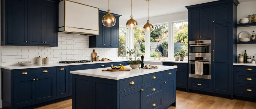 Navy blue shaker kitchen
